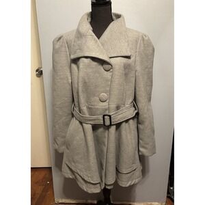 Wantdo Classy Women's Sz M Wrap Swing Coat with Belt and Skirted Hem